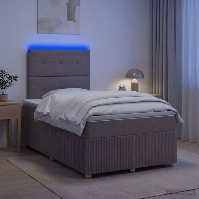 Cama de muelles Maison Exclusive con colchón híbrido, iluminación LED, puerto USB y base abatible de madera de pino, An/P/Al: 120 x 200 cm