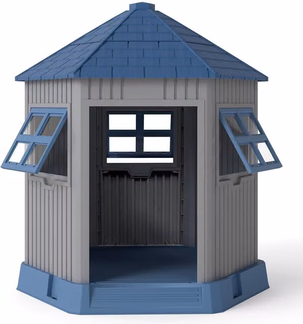 Caseta para perros de exterior NORTHIO en plástico resistente a la intemperie, disponible en gris o azul