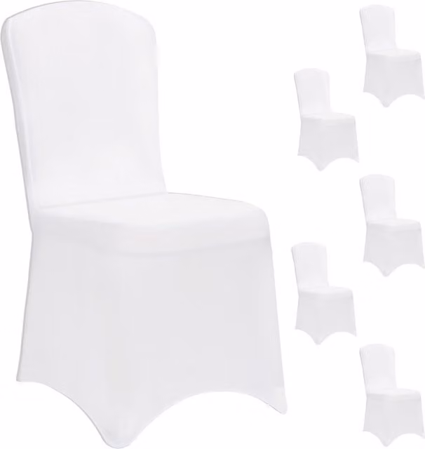 Juego de 6 fundas elásticas para sillas de comedor blancas con certificación OEKO-TEX y tejido antideslizante Detex®