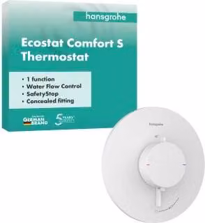 Termostato de ducha empotrado Hansgrohe Ecostat Comfort S con SafetyStop en blanco mate