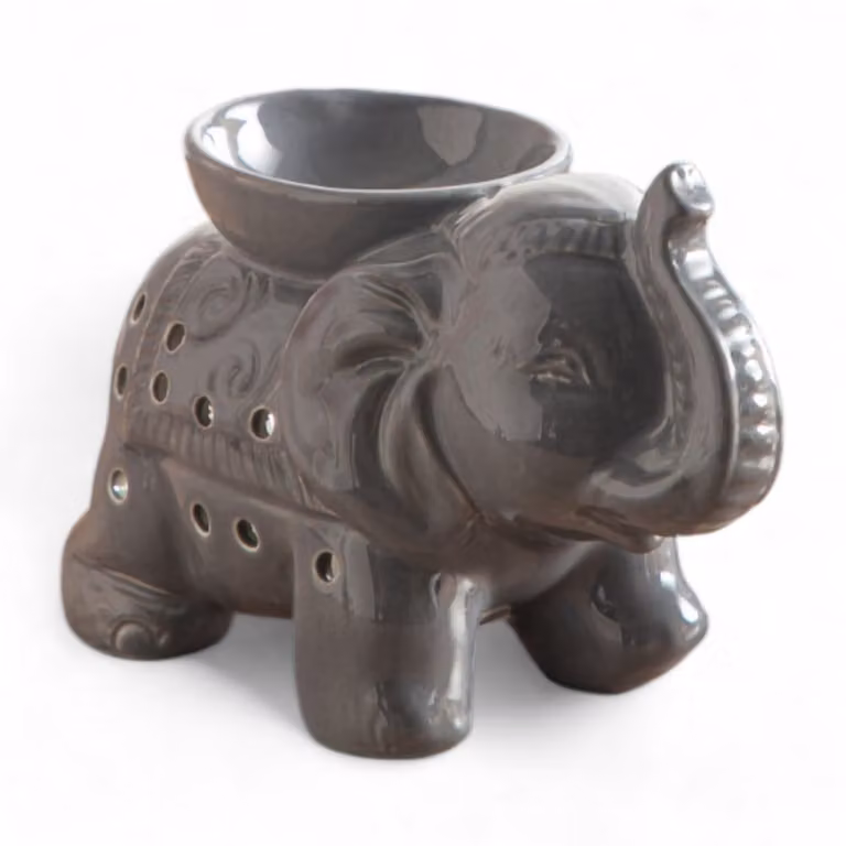 Quemador de perfume Zen'Arôme en cerámica lacada gris para tealight, Altura: 11 cm