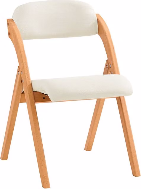 Silla plegable de madera Sobuy con asiento y respaldo tapizados en blanco para cocina u oficina An/P/Al: 59 x 47.5 x 77 cm