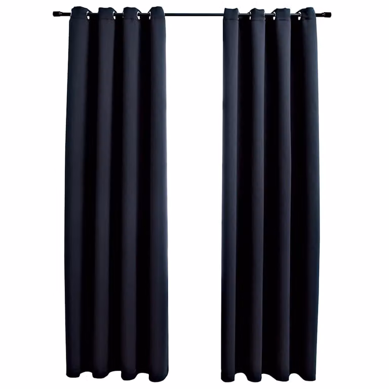 Set de 2 cortinas opacas con anillas vidaXL en color negro, An/Al: 137 x 213 cm