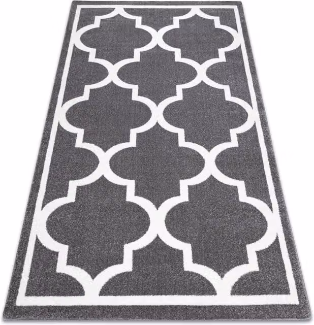 Alfombra Rugsx Sketch F730 con diseño de enrejado trébol marroquí en gris y blanco, An/P: 240 x 330 cm