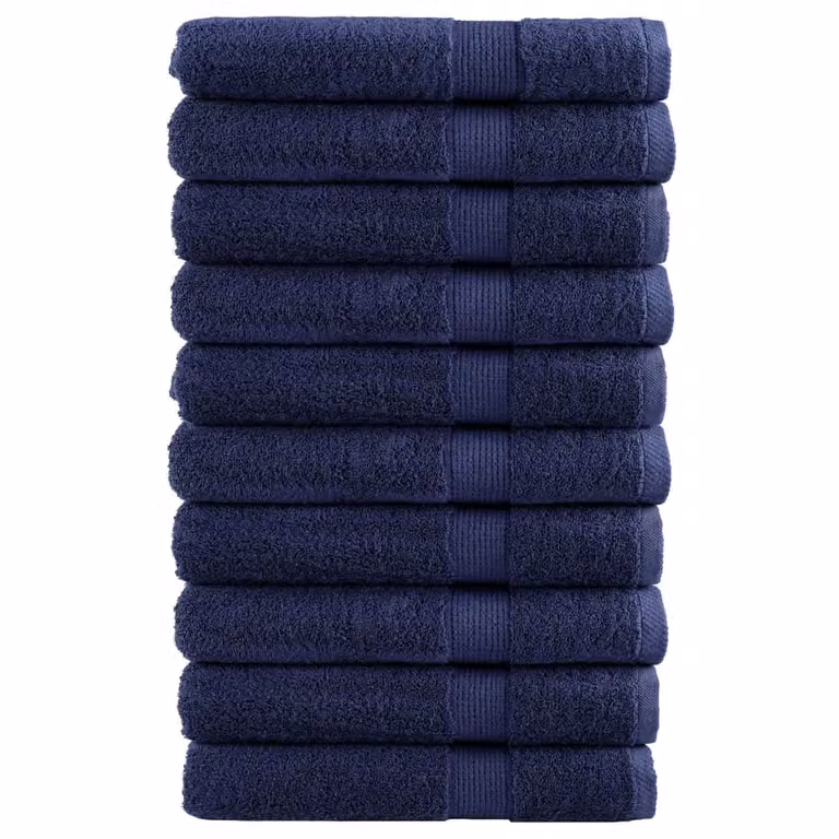 Pack de 10 toallas premium vidaXL SOLUND de algodón en azul, An: 100 cm, Al: 200 cm, 600 gsm