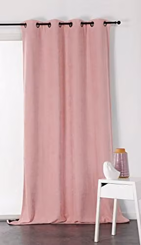 Cortina Linder de terciopelo rosa con ojales, térmica y opaca, An/P/Al: 140 x 260 cm