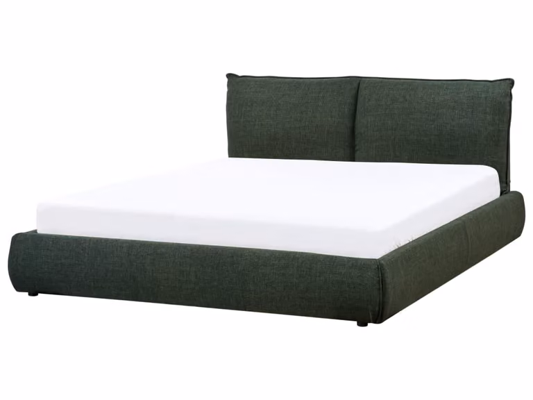 Cama de agua Beliani tapizada en tela verde para adultos An/P: 160 x 200 cm