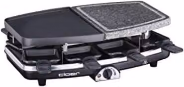 Set de Raclette Cloer 6435 de 1200W en color negro con piedra natural y metal