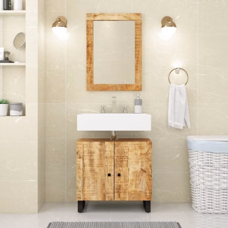 Mueble de baño bajo lavabo Prolenta de madera de mango y material compuesto en color marrón con acabado mate