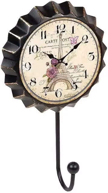 Gancho para colgar Chapa Reloj Paris Nesu multicolor en metal, Al x An x P: 4,5 x 19 x 11 cm