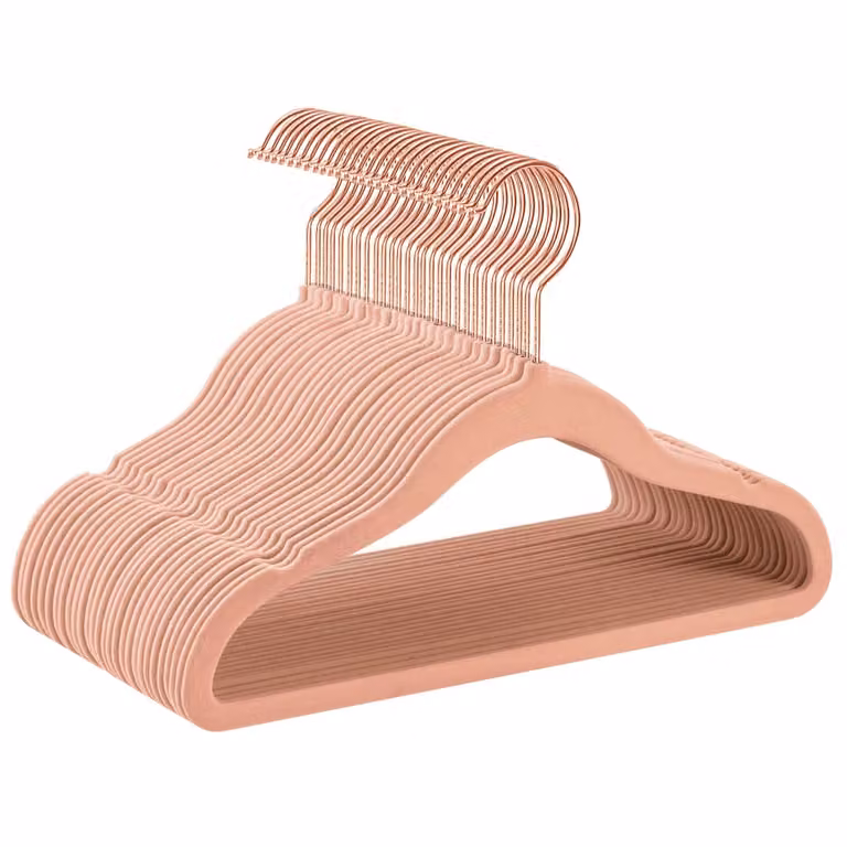 Juego de 30 perchas infantiles antideslizantes de terciopelo Songmics en color rosa con gancho giratorio