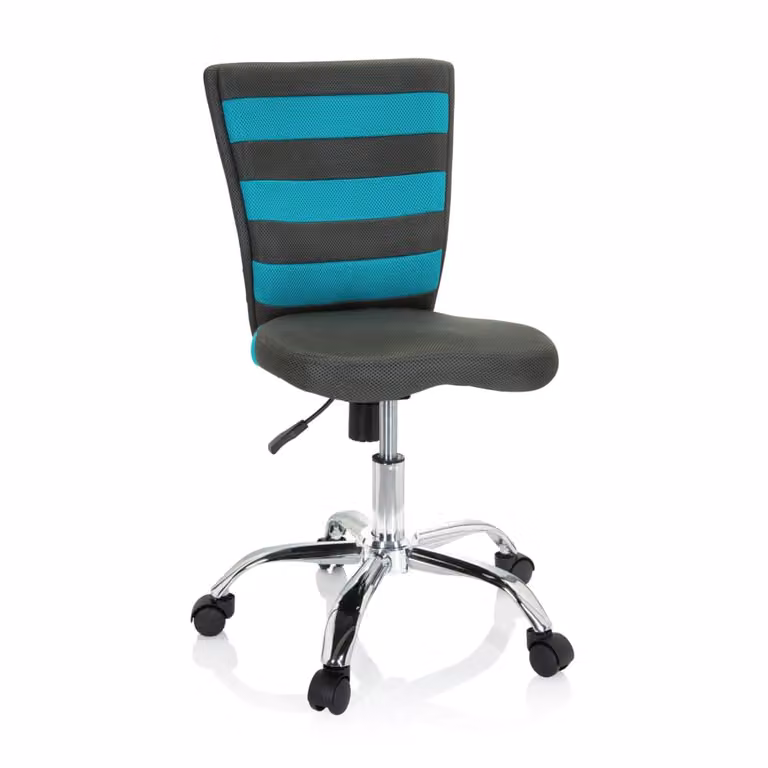 Silla giratoria para niños hjh OFFICE en tejido de malla gris y turquesa