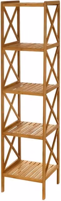 Estantería de pie de bambú natural casaselección con 5 baldas, An/P/Al: 37 x 33 x 153 cm