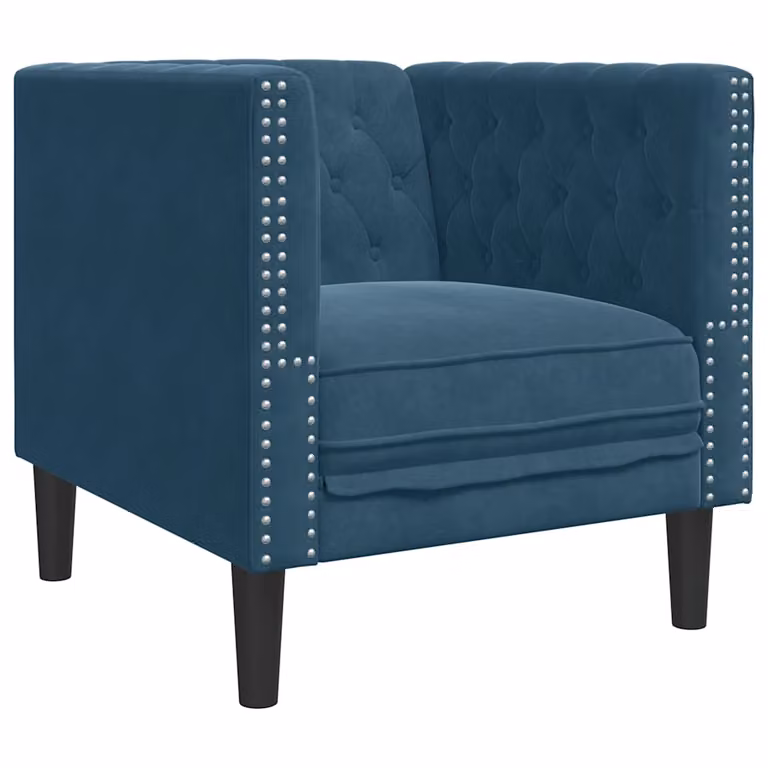 Sillón Chesterfield de terciopelo azul vidaXL