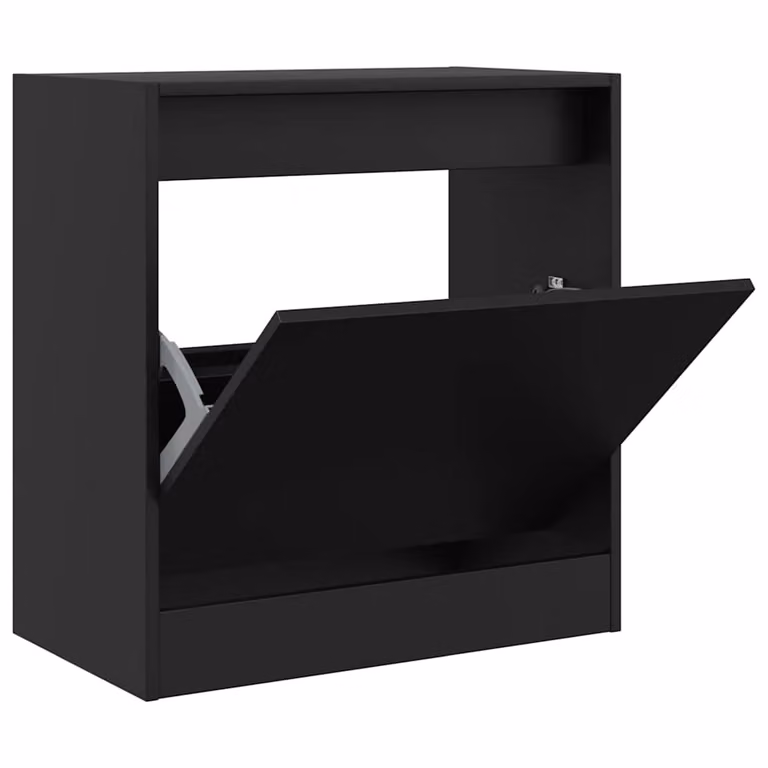 Zapatero moderno de pared vidaXL en color negro con compartimentos basculantes y puertas de madera MDF An/P/Al: 60 x 34 x 63,5 cm