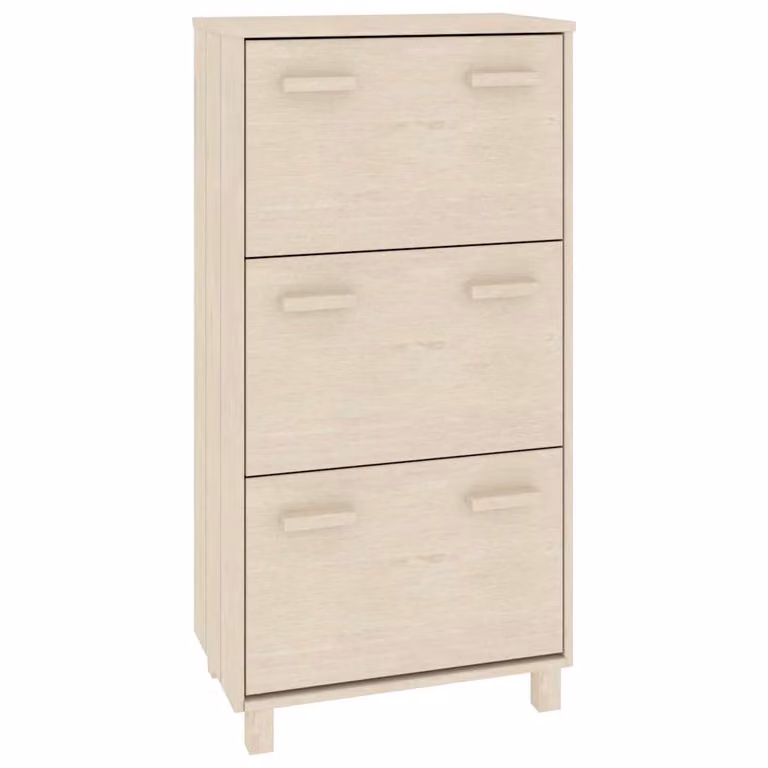 Zapatero HAMAR vidaXL de madera de pino maciza en color marrón miel, An: 59,5 cm, P: 35 cm, Al: 117 cm