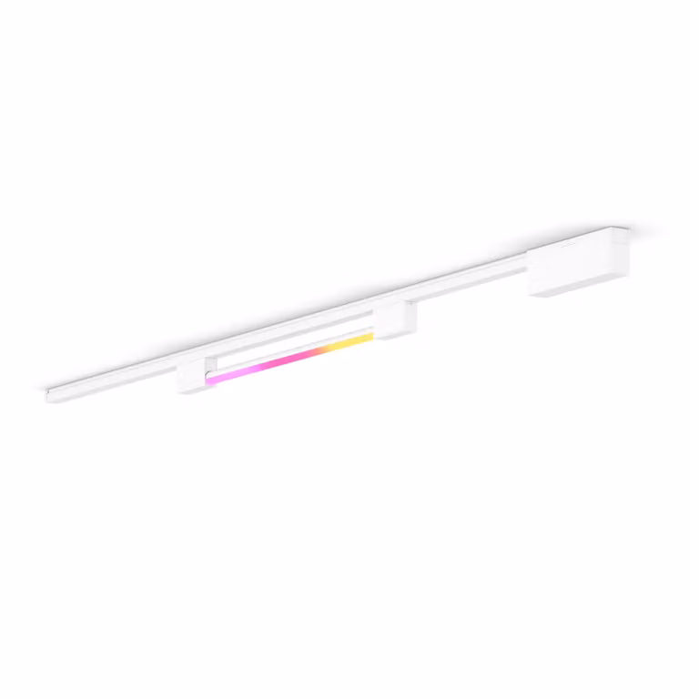 Kit Philips Hue Perifo con base de techo recta y un tubo de luz LED compacto en color blanco