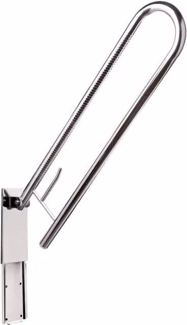 Asidero de baño Beltrán con tubo abatible, extraíble y portarrollos en acero inoxidable color plata