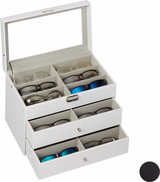 Organizador de gafas NORTHIX para 18 pares en color blanco y multicolor con acabado textil