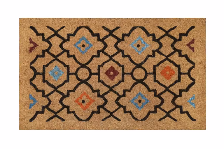Felpudo de fibra de coco con estampado oriental multicolor de Wecon Home, An/P: 45 x 75 cm