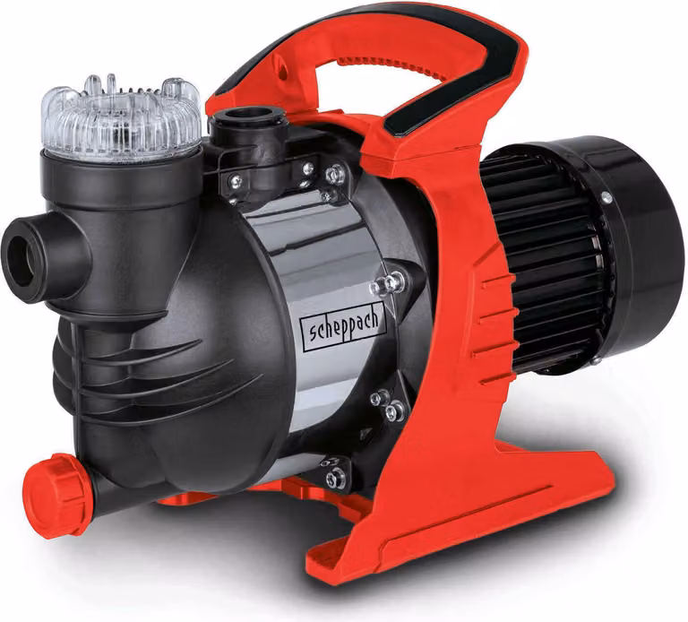 Bomba de agua para jardín Scheppach GP1400JET de 1300 W con caudal de 6000 L/h y presión de 4,8 bar en color rojo