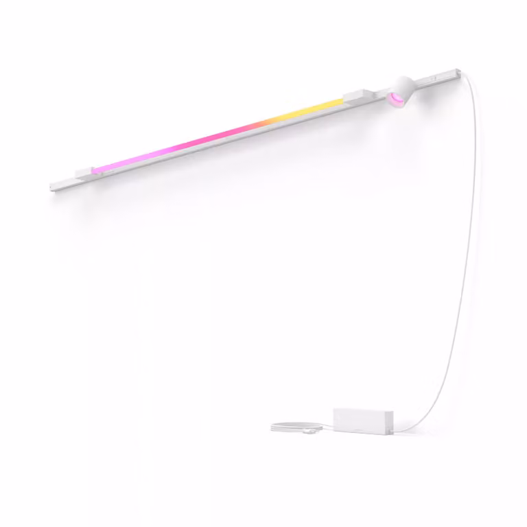 Kit de base de pared recto Philips Hue Perifo con 1 foco y 1 tubo de luz grande en color blanco