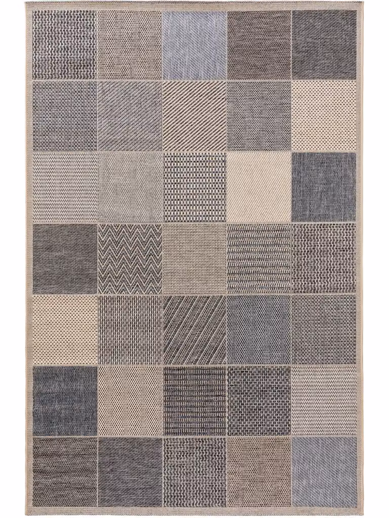 Alfombra Benuta de diseño patchwork moderno para interior y exterior, color azul, An/P: 200 x 285 cm