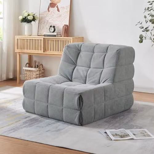 Sillón reclinable ergonómico acolchado en.casa Koskyvn de color gris, An/P/Al: 75 x 90 x 100 cm