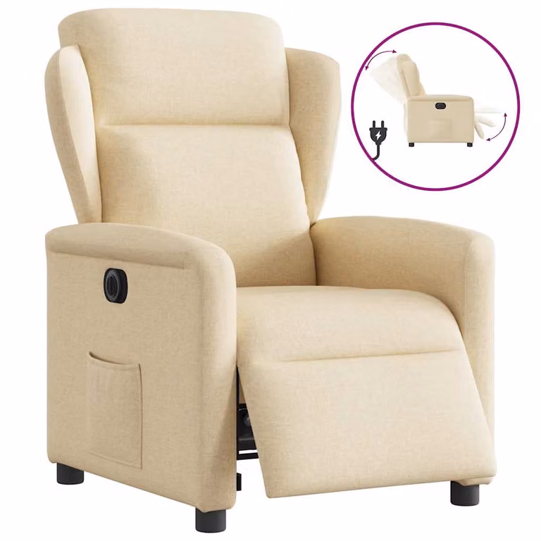 Sillón reclinable eléctrico vidaXL en tela color beige para salón