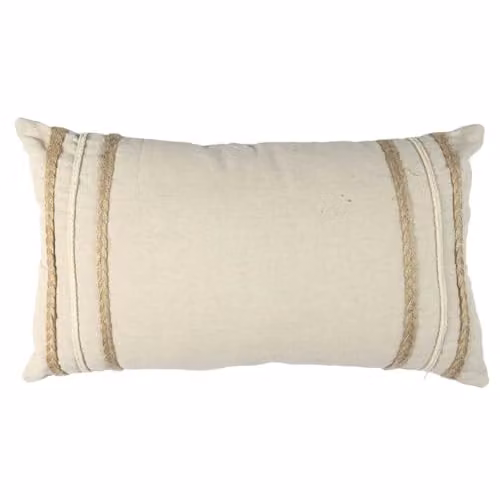 Pack de 2 cojines decorativos rectangulares HOME DECO FACTORY con diseño de rayas en beige y blanco, fabricados en mezcla de poliéster, algodón y viscosa, An/P/Al: 50 x 30 x 30 cm