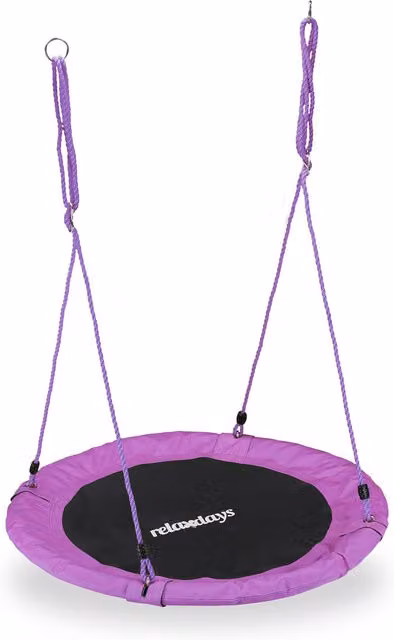 Columpio nido para jardín Relaxdays, ajustable para niños y adultos, color morado, Ø 90 cm