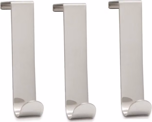 Pack de 3 perchas de baño Beltrán para colgar en mampara de metal en color plata o negro