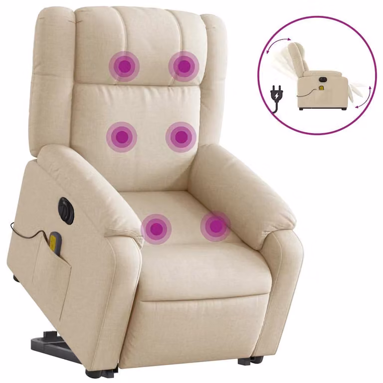 Sillón de masaje eléctrico reclinable y elevable vidaXL en tela color beige o marrón