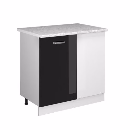Armario esquinero Vicco Universal R-Line en negro brillo intenso, An: 86 cm, Al: 81,6 cm, P: 60 cm