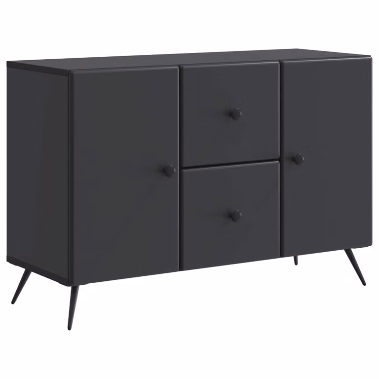 Aparador moderno vidaXL con cajón y luz integrada en color negro, fabricado en madera de ingeniería MDF, An/P/Al: 89 x 34,5 x 60 cm