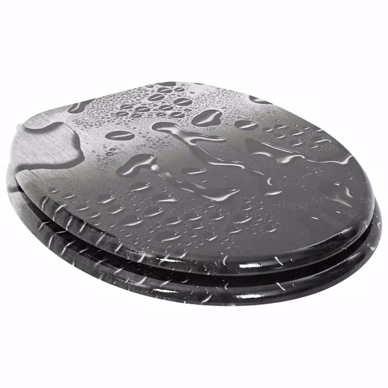 Set de 2 asientos de WC ovalados vidaXL en color gris con cierre suave y madera de ingeniería, An: 44 cm, P: 38 cm