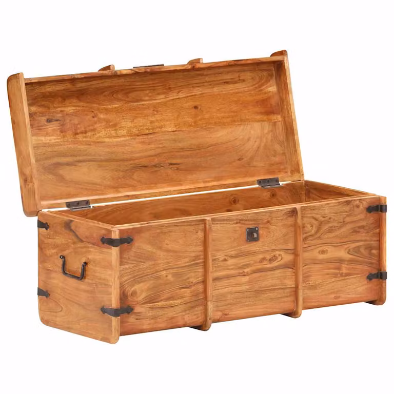 Baúl de almacenamiento de madera de acacia color marrón vidaXL An/P/Al: 90 x 40 x 40 cm