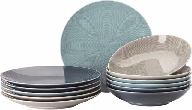 Juego de vajilla de porcelana Loft de Rosenthal de 12 piezas en blanco y multicolor