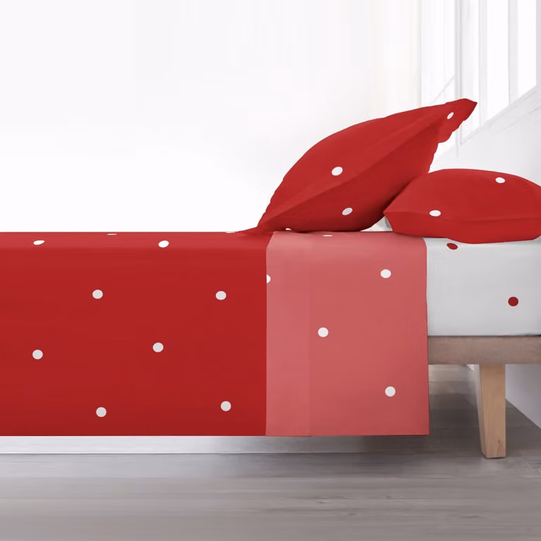 Juego de sábanas de Navidad Decolores Home de algodón con funda nórdica y fundas de almohada en rojo y blanco para cama de 180 x 200 cm
