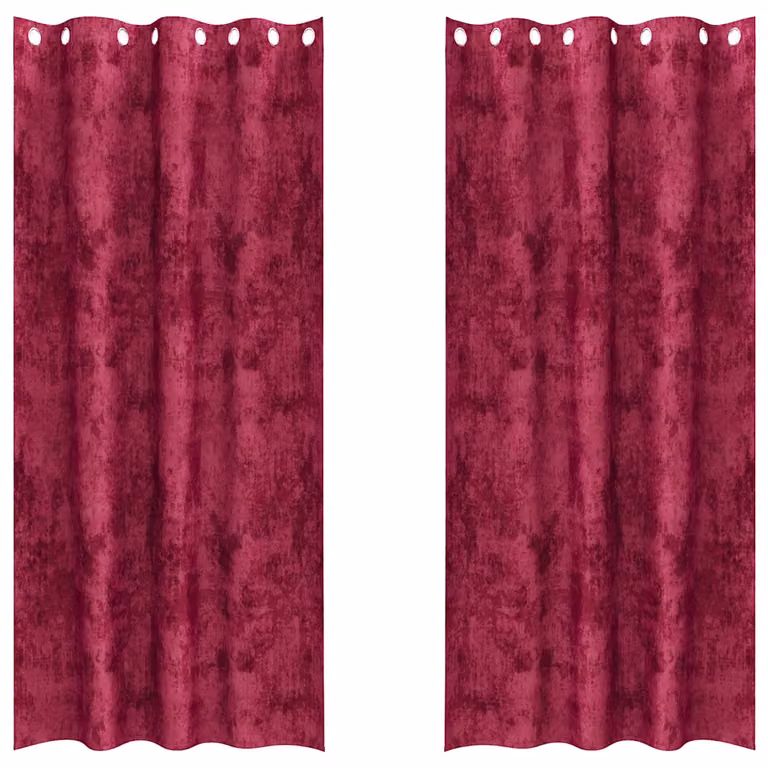 Set de 2 cortinas de terciopelo opacas vidaXL en color rojo vino tinto con aislamiento térmico, An/Al: 140 x 245 cm