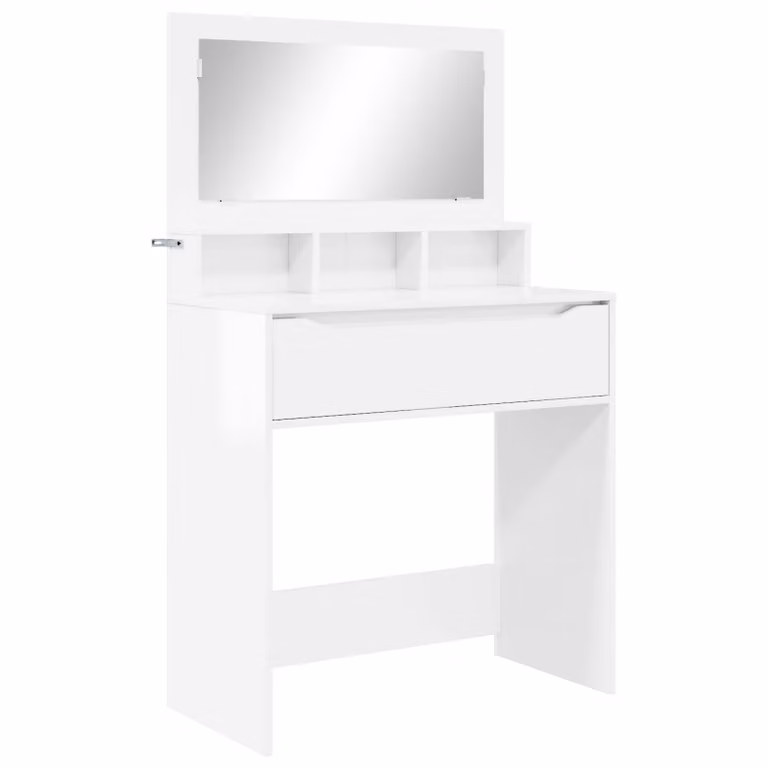 Mesa de tocador moderna vidaXL para dormitorio en color blanco brillante, An/P/Al: 80 x 39,6 x 135 cm