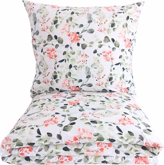 Juego de cama de algodón 100% Doratex con diseño floral multicolor, incluye funda nórdica de 160 x 200 cm y fundas de almohada de 50 x 70 cm