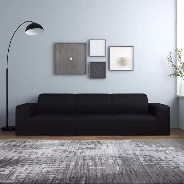 Funda elástica para sofá de 4 plazas Vidaxl en poliéster jersey color negro