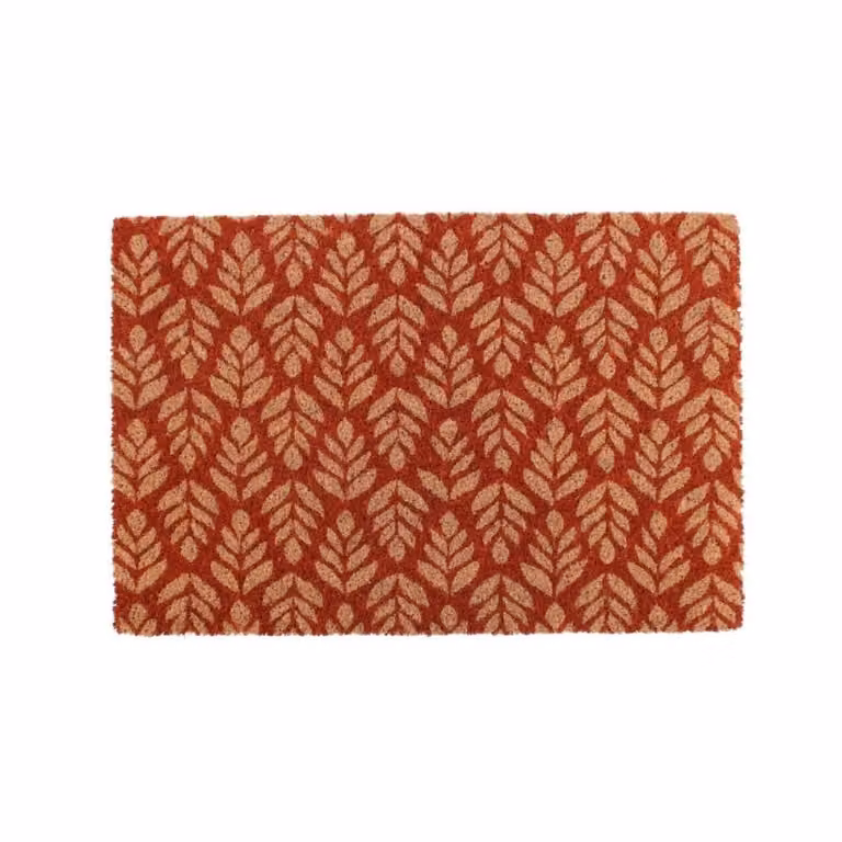 Felpudo de coco Ornami con diseño zigzag moderno en colores beige, marrón y rojo, An/P: 40 x 60 cm