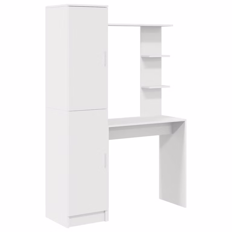 Set de 2 escritorios modernos vidaXL con estante de almacenamiento y puerta en madera para oficina en casa An/P/Al: 168 x 113,5 x 39 cm