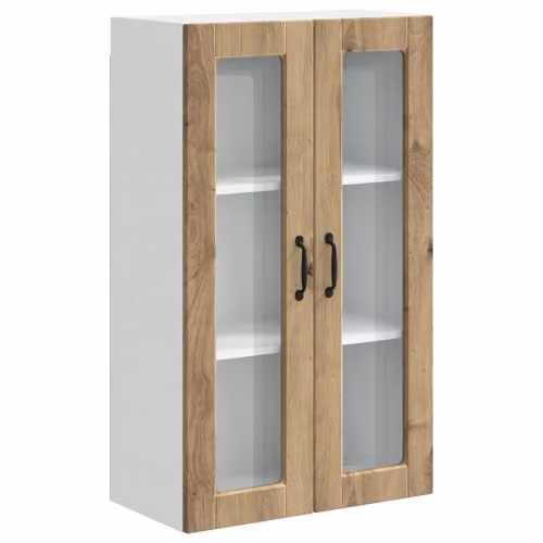 Armario de cocina de pared moderno Helloshop26 en color marrón con estantes internos y puertas batientes, acabado mate en madera de roble, An/P/Al: 60 x 31 x 100 cm