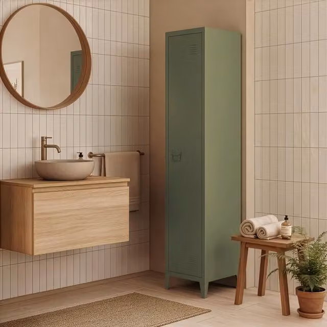 Armario de metal de una puerta Happy Garden en color verde mate, An/P/Al: 38 x 38 x 180 cm