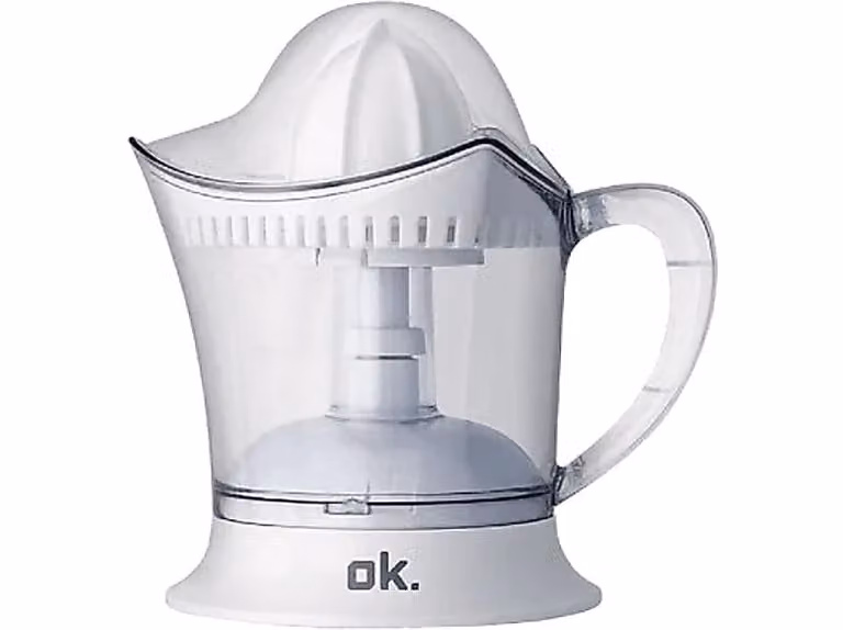 Exprimidor de cítricos ok. OJU 102 blanco con depósito de 0,5 l y potencia de 40W