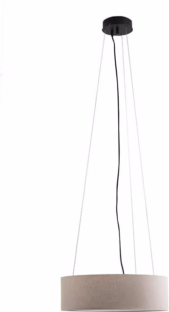 Lámpara colgante Vivien de Grupo Rossini con pantalla cilíndrica de tela beige y metal, casquillo E27, Diámetro: 48 cm