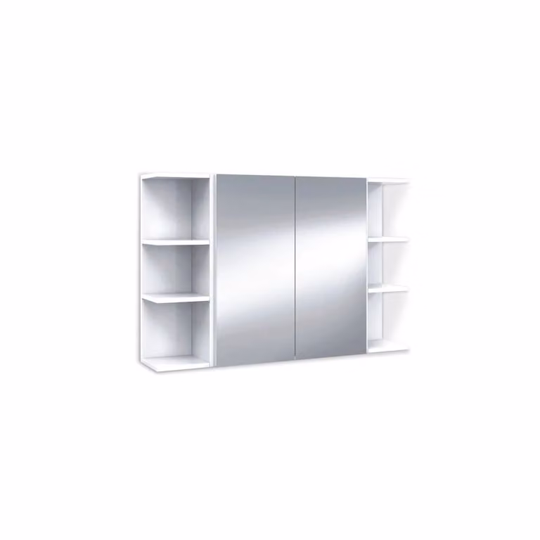 Armario camerino con espejo FORES en blanco brillo para baño, An: 60 cm, Al: 65 cm, P: 21 cm